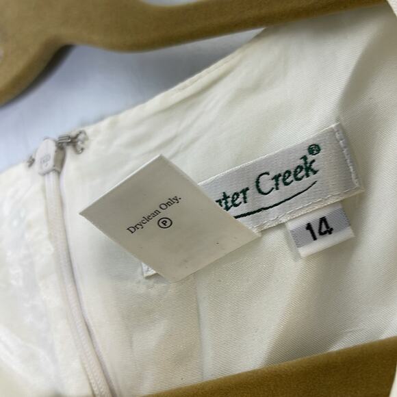 COLDWATER CREEK Cream White / Black Floral Embroidered Linen Blend Dress Size 14 - Picture 5 of 7